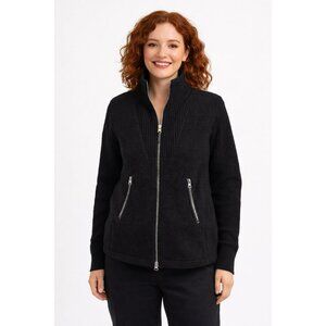 Varley Renea Borg Fleece Jacket Womens Small Black High Neck